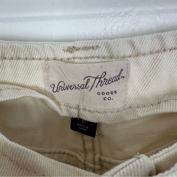 Universal Thread Barrel Jeans Size 6 Natural Off-White Seamed High Rise - Picture 2 of 4